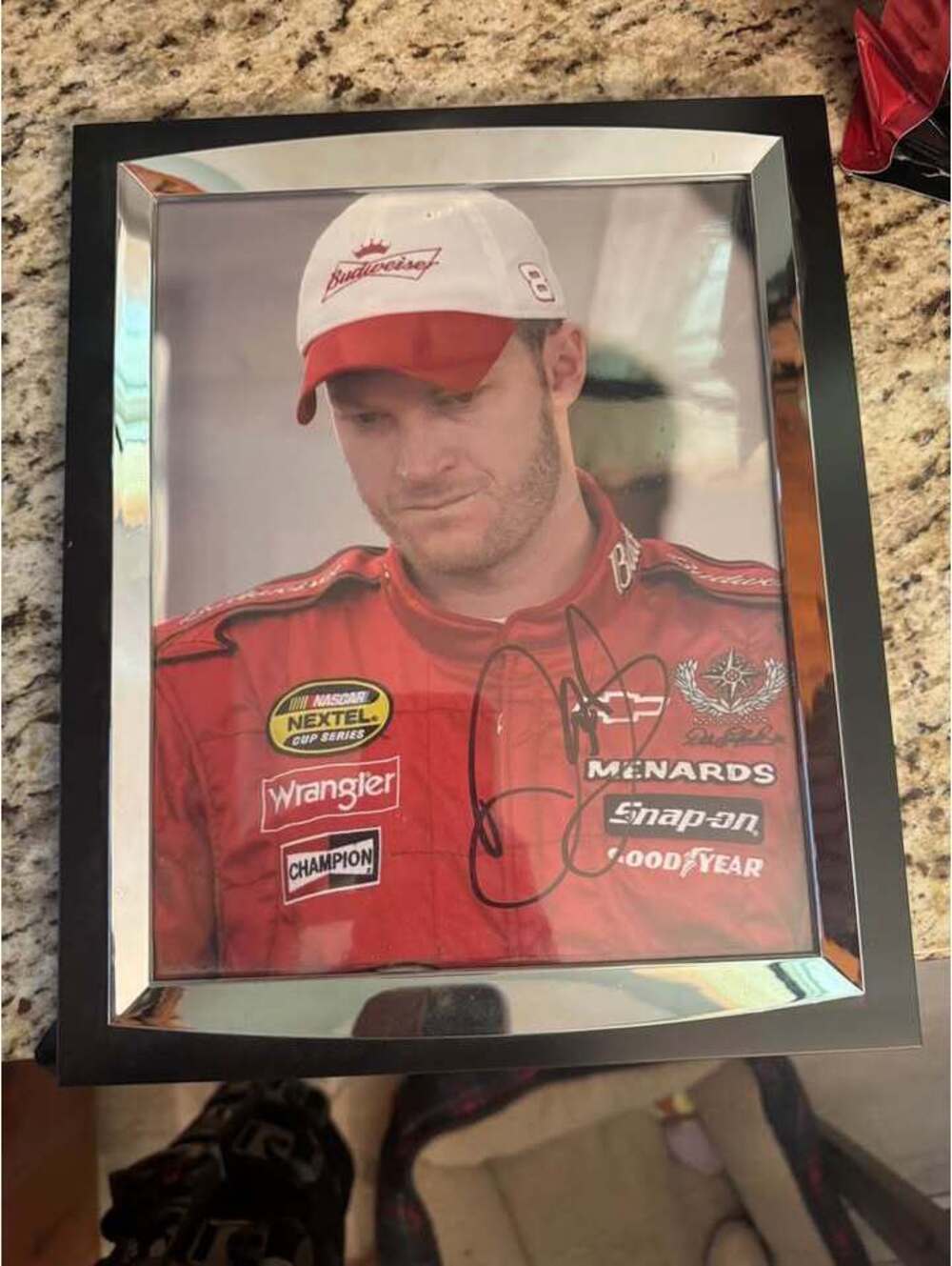 DALE EARNHARDT JR SIGNED FRAMED 8x10 PICTURE NASCAR